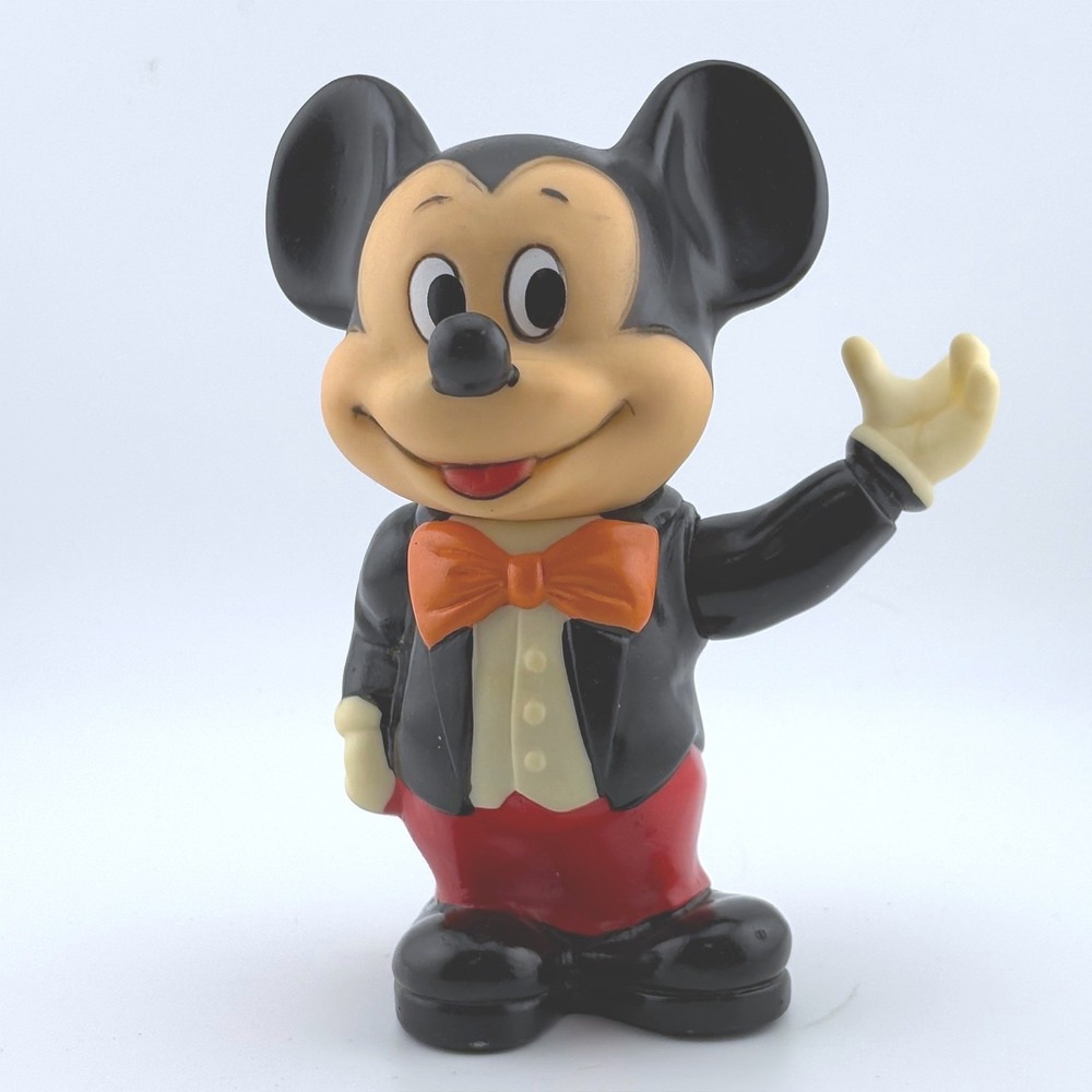 Vintage Mickey Mouse Tuxedo Coin Bank Walt Disney Productions Plastic Piggy Bank